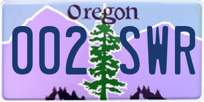 OR license plate 002SWR