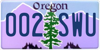 OR license plate 002SWU