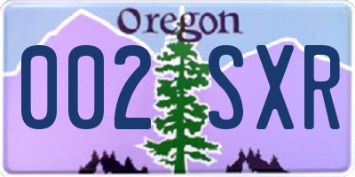 OR license plate 002SXR