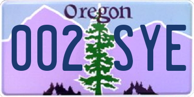 OR license plate 002SYE