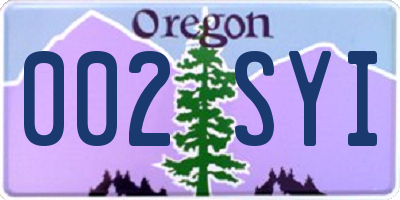 OR license plate 002SYI