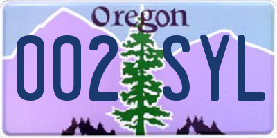 OR license plate 002SYL