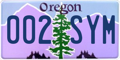 OR license plate 002SYM