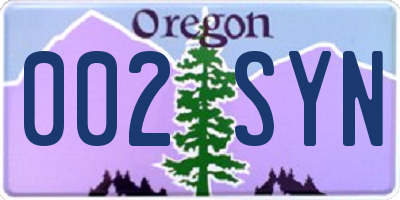OR license plate 002SYN