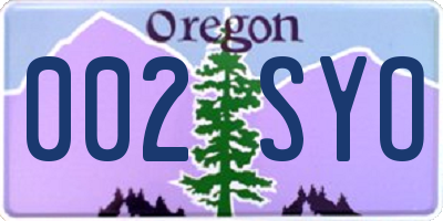 OR license plate 002SYO