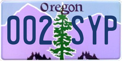 OR license plate 002SYP