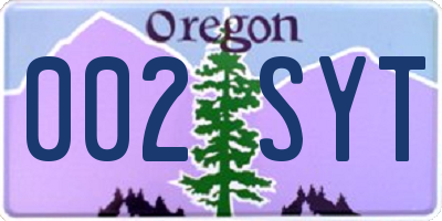 OR license plate 002SYT