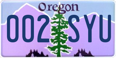OR license plate 002SYU