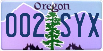 OR license plate 002SYX