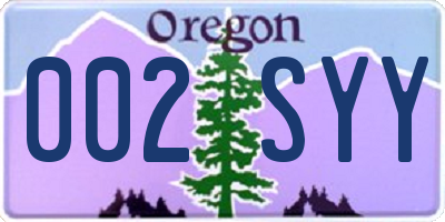 OR license plate 002SYY