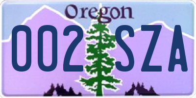 OR license plate 002SZA