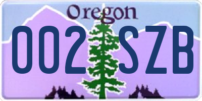 OR license plate 002SZB