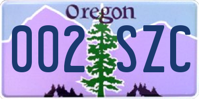 OR license plate 002SZC