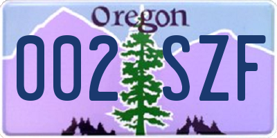 OR license plate 002SZF