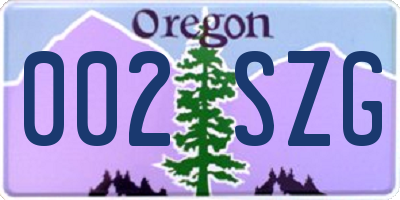 OR license plate 002SZG