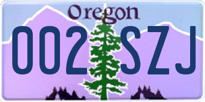 OR license plate 002SZJ