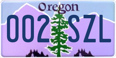 OR license plate 002SZL