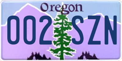 OR license plate 002SZN