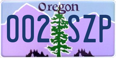 OR license plate 002SZP