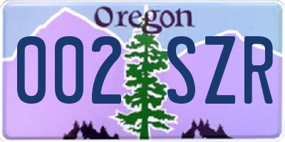 OR license plate 002SZR