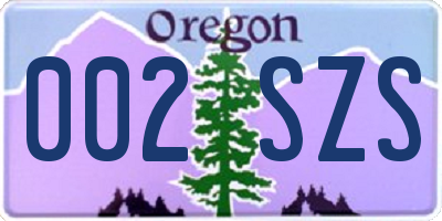 OR license plate 002SZS