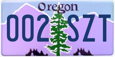 OR license plate 002SZT