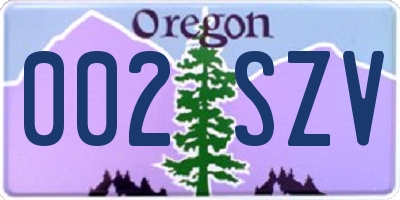 OR license plate 002SZV