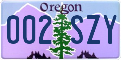 OR license plate 002SZY