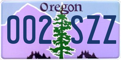 OR license plate 002SZZ