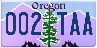 OR license plate 002TAA