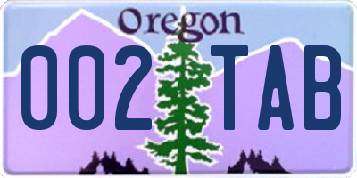 OR license plate 002TAB