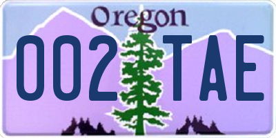 OR license plate 002TAE