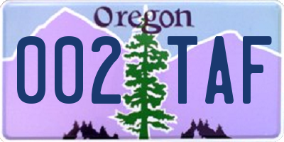 OR license plate 002TAF