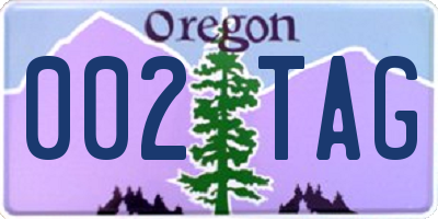 OR license plate 002TAG
