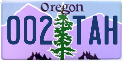 OR license plate 002TAH