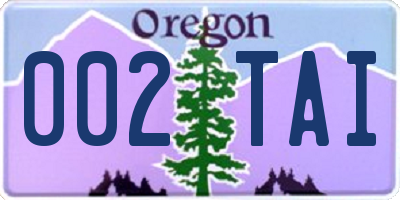 OR license plate 002TAI