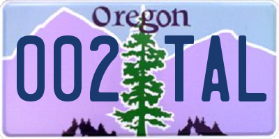 OR license plate 002TAL