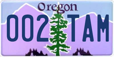 OR license plate 002TAM