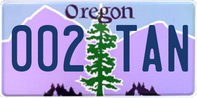 OR license plate 002TAN