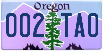 OR license plate 002TAO