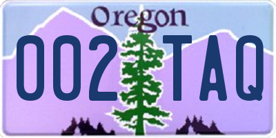 OR license plate 002TAQ