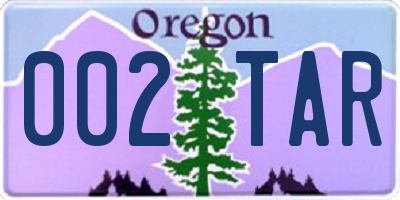 OR license plate 002TAR