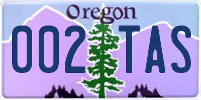 OR license plate 002TAS