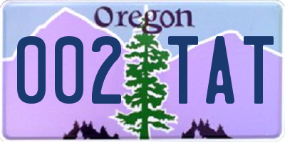 OR license plate 002TAT