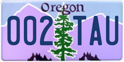 OR license plate 002TAU