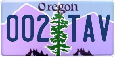 OR license plate 002TAV