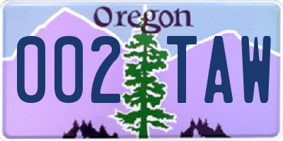 OR license plate 002TAW
