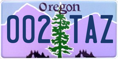 OR license plate 002TAZ
