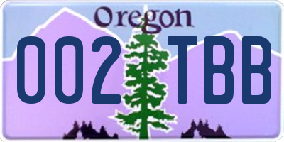 OR license plate 002TBB
