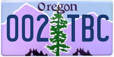 OR license plate 002TBC